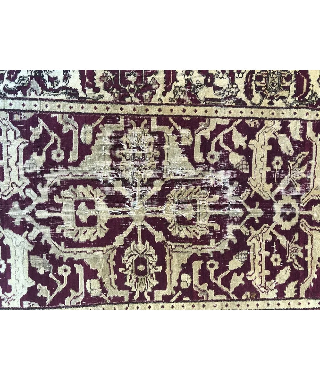 An Antique Worn Out Distressed Look Indian Agra Rug