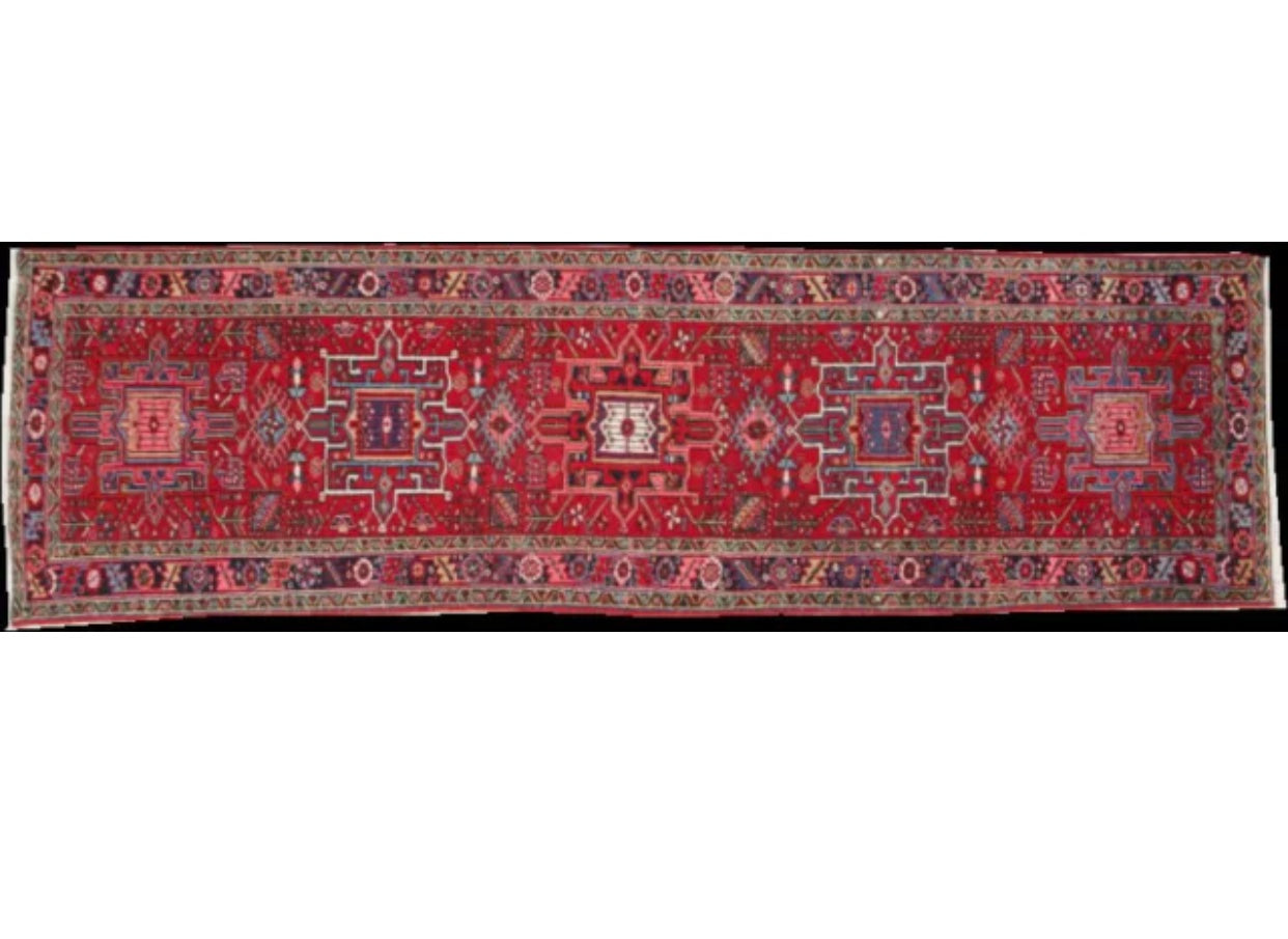 An Antique Decorative 11’ Long Hallway Runner Persian Heriz/ Karajej Runner