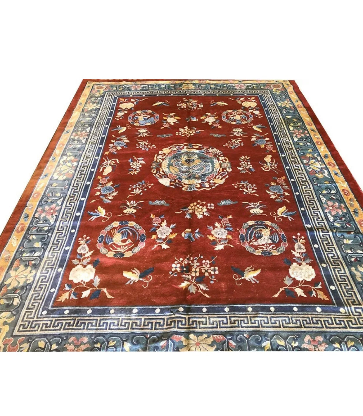 An Antique Dragon Art Deco Chinese Rug