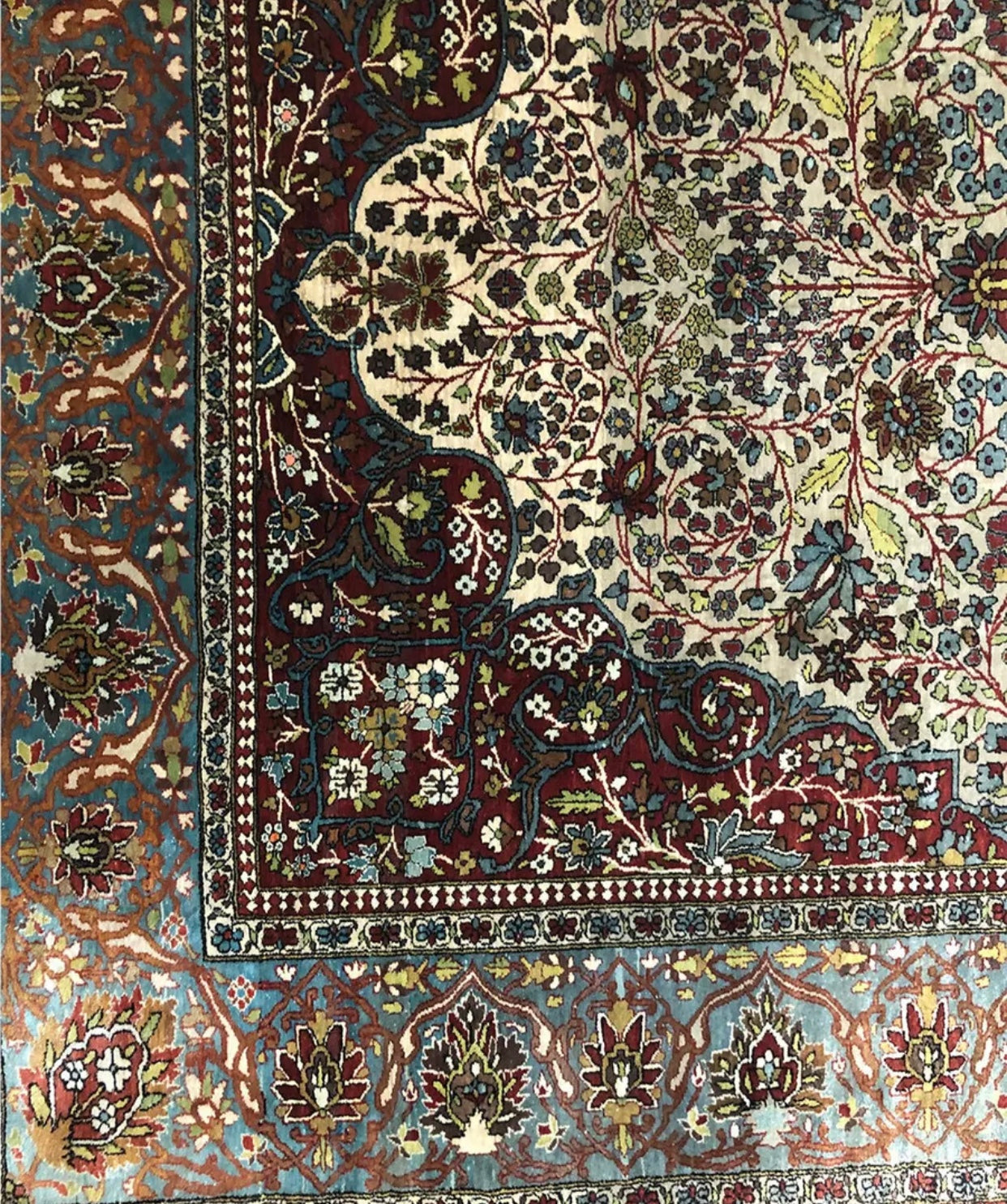 The Most Luxurious Antique 100% Silk Persian Mohtashem Kashan Rug