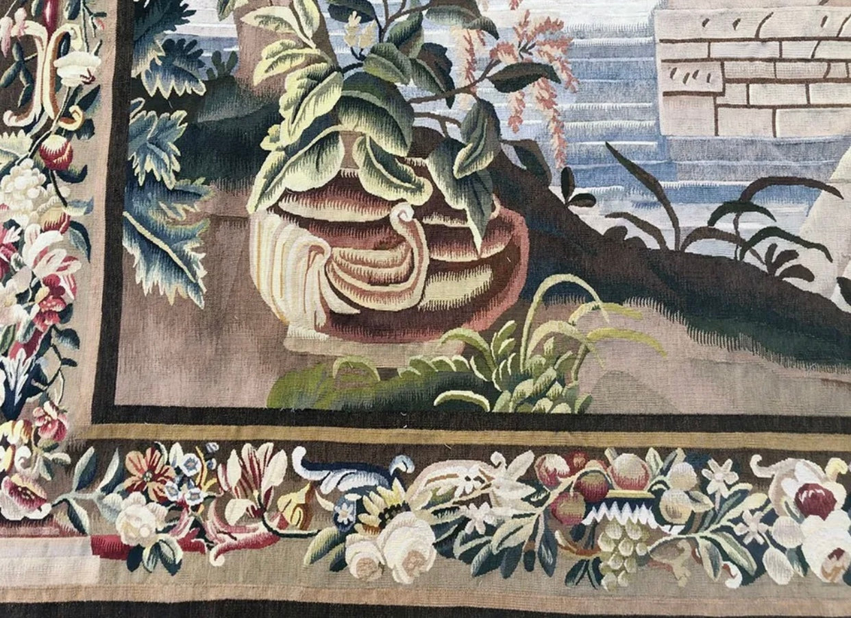Antique 19th Century Silk & Wool French Tapestry
