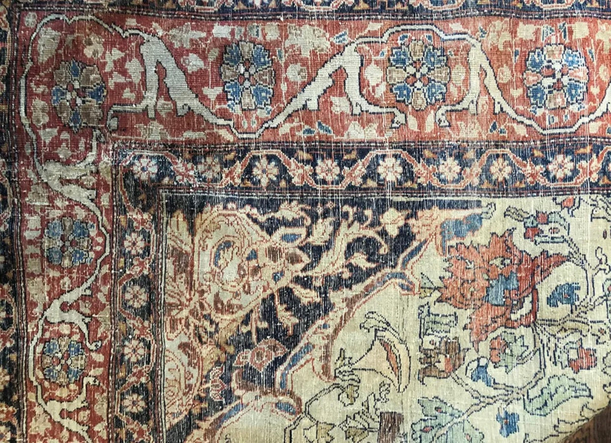 An Antique Rare Persian Pictorisl Ferahan Sarouk Rug “Queen Boran”