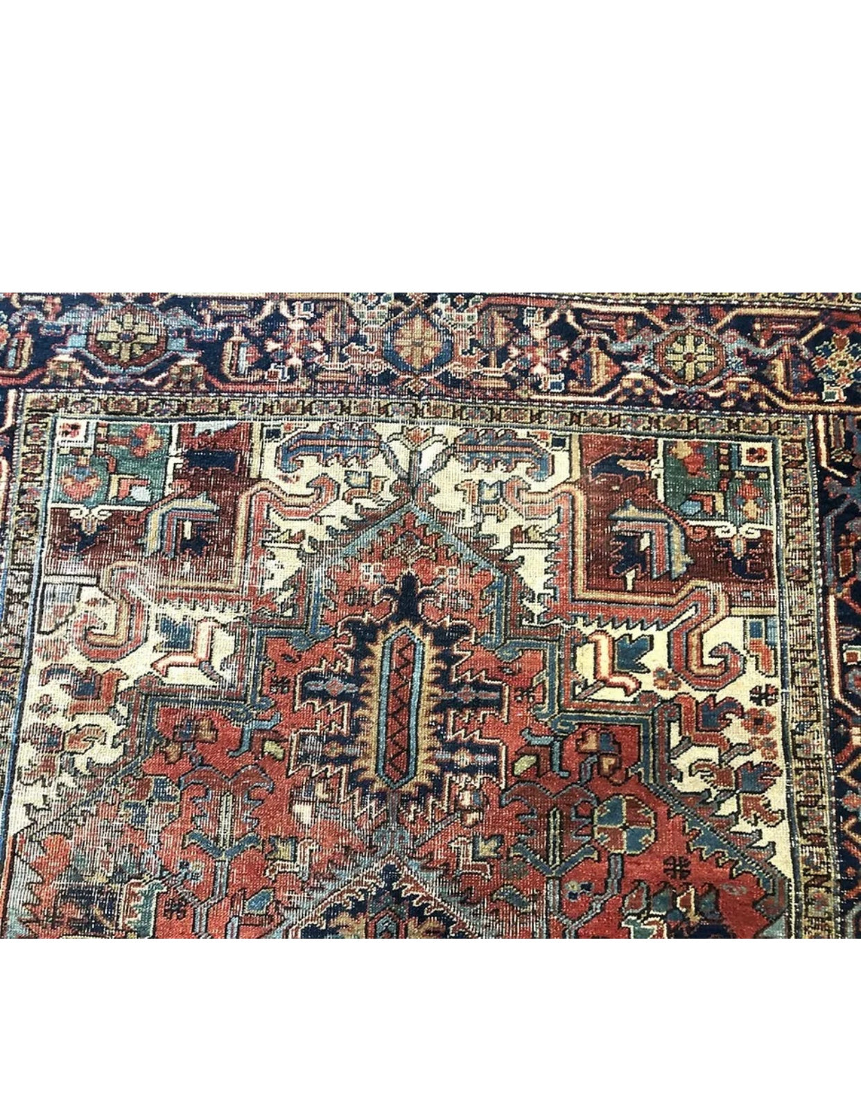 An Antique Rare 6’x9’ Worn Out Persian Heriz Rug