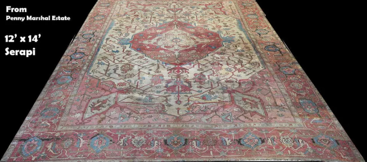 A 19th Century 12’x14’ Worn Out Look Persian Serapi Rug