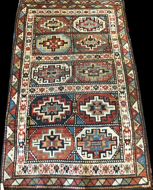Antique Primitive & Tribal Persia Kurdish Rug  “Panel Design”