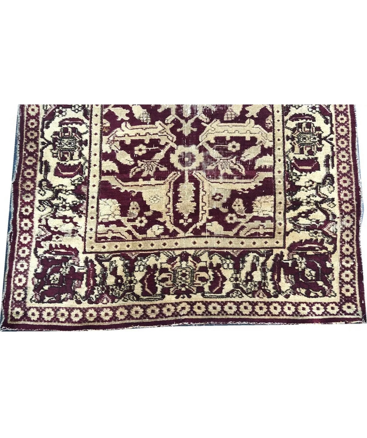 An Antique Worn Out Distressed Look Indian Agra Rug