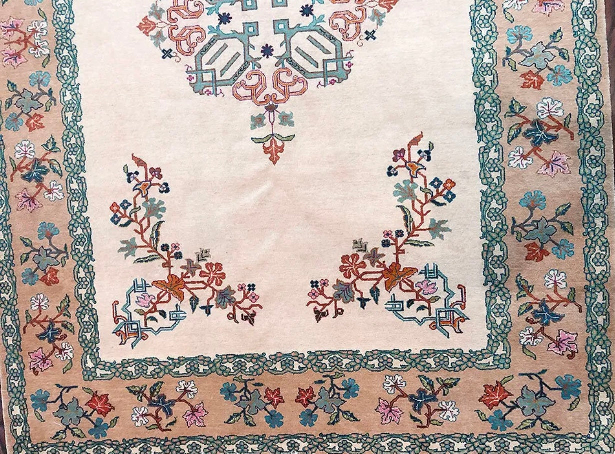 An Unusual  Vintage Persian Kashan Area Rug