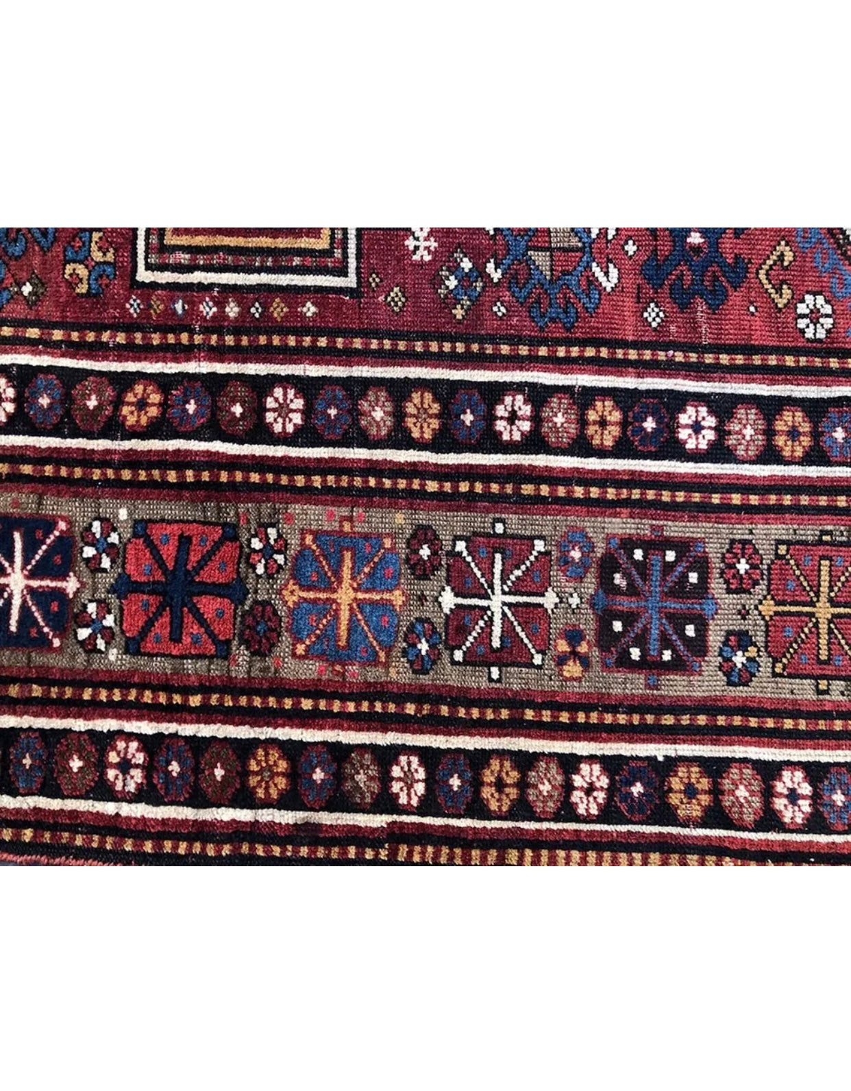 An Antique 3 Medallion Caucasian Kazak Rug