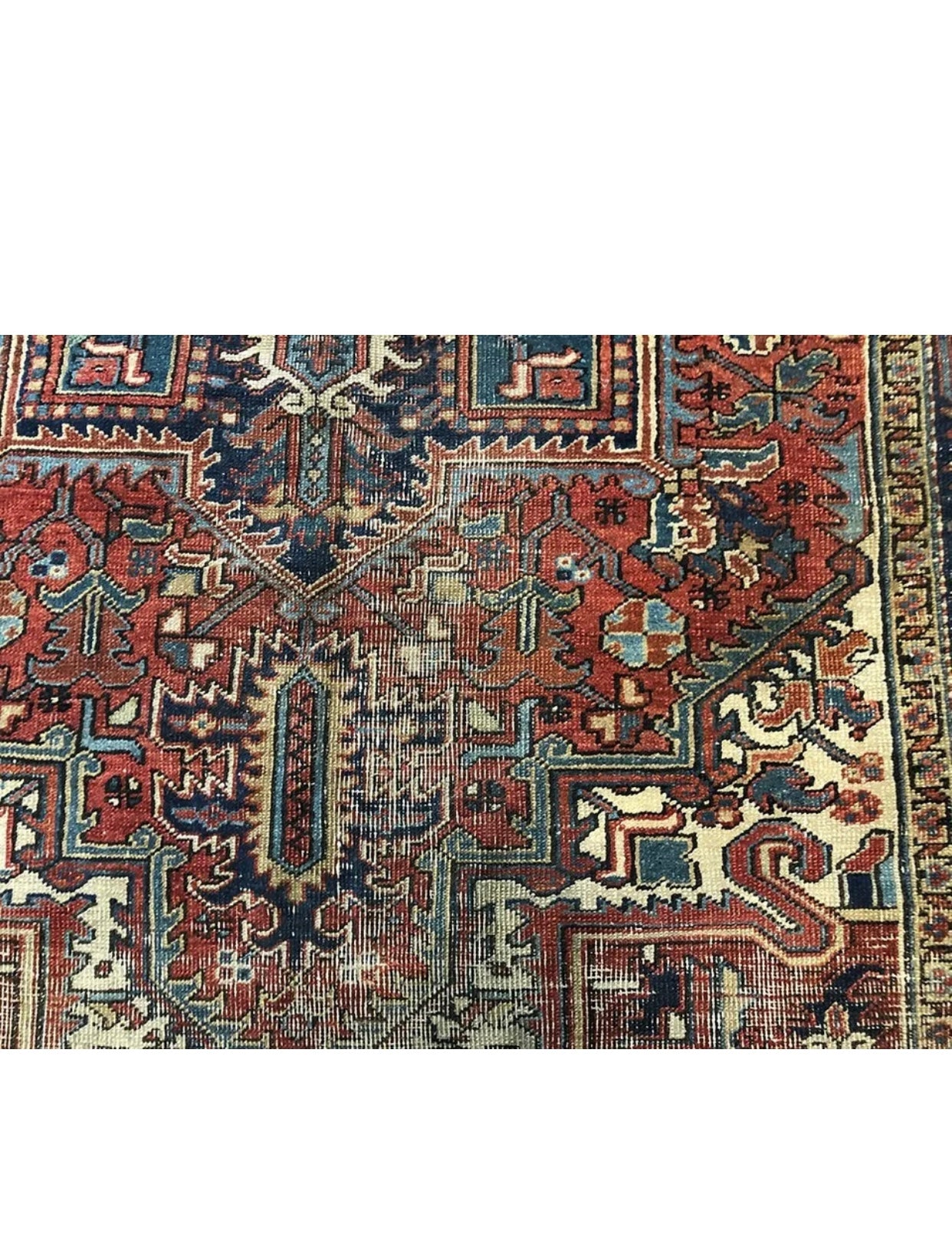 An Antique Rare 6’x9’ Worn Out Persian Heriz Rug