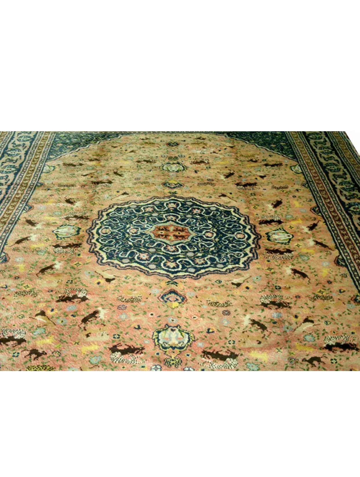 An Antique Unusual 9’x 10’ Samarkand Rug