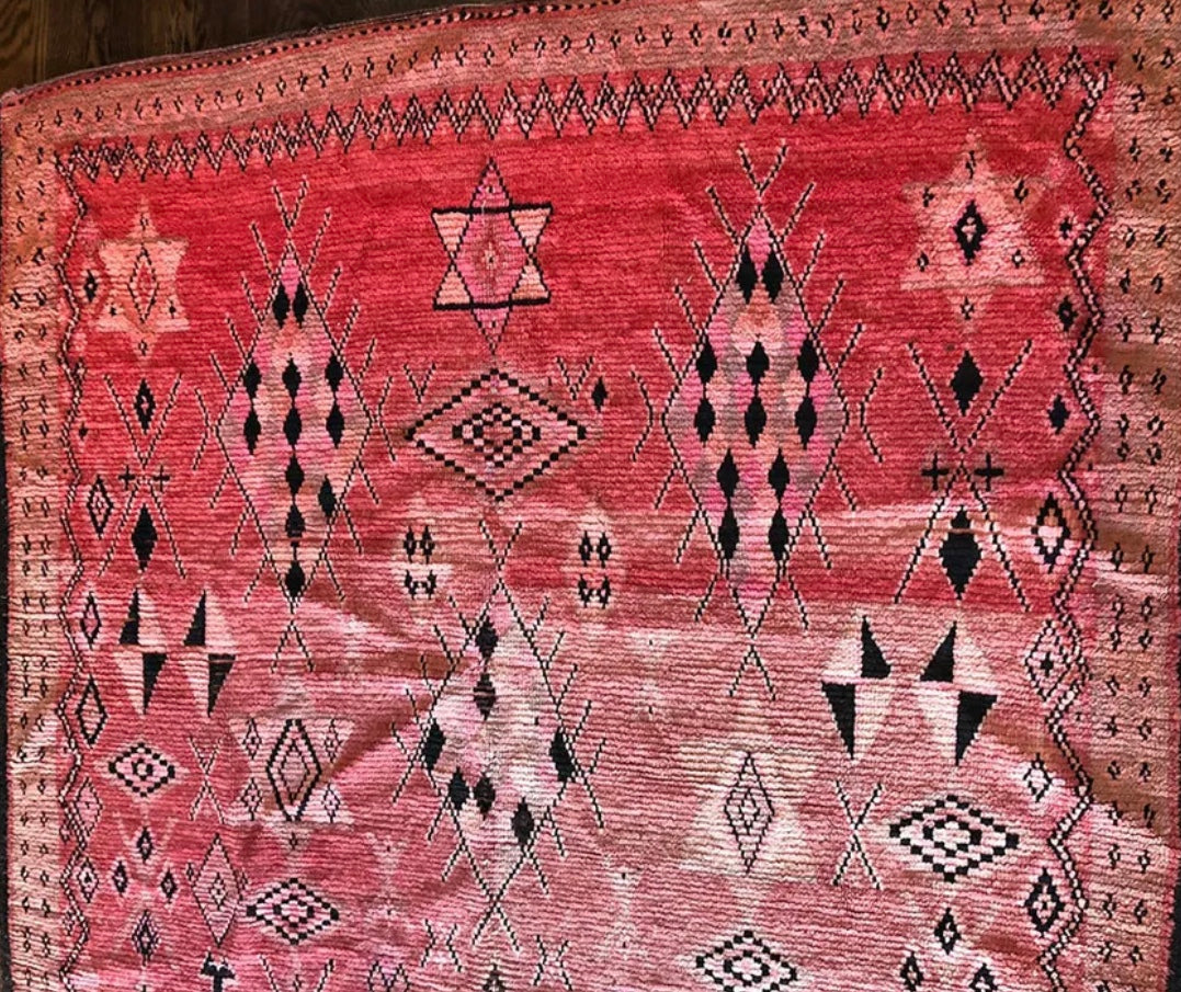 An Unusual 5’x12’ Antique Moroccan Rug With Star Of David