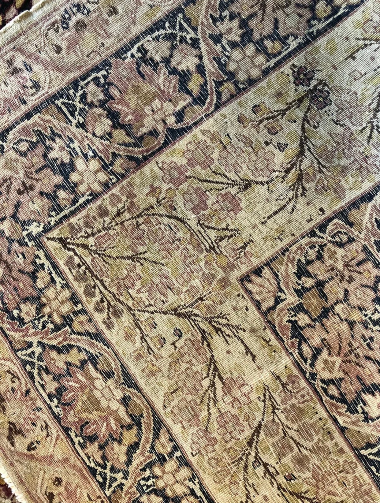 A Breathtaking Antique Black Ground Panel Design Persian Lavar Rug