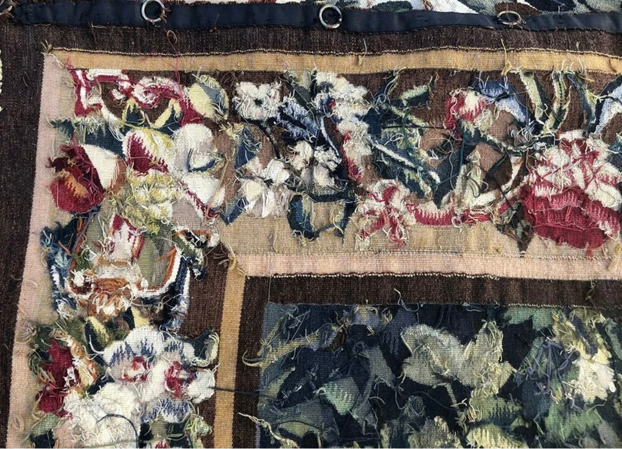 Antique 19th Century Silk & Wool French Tapestry