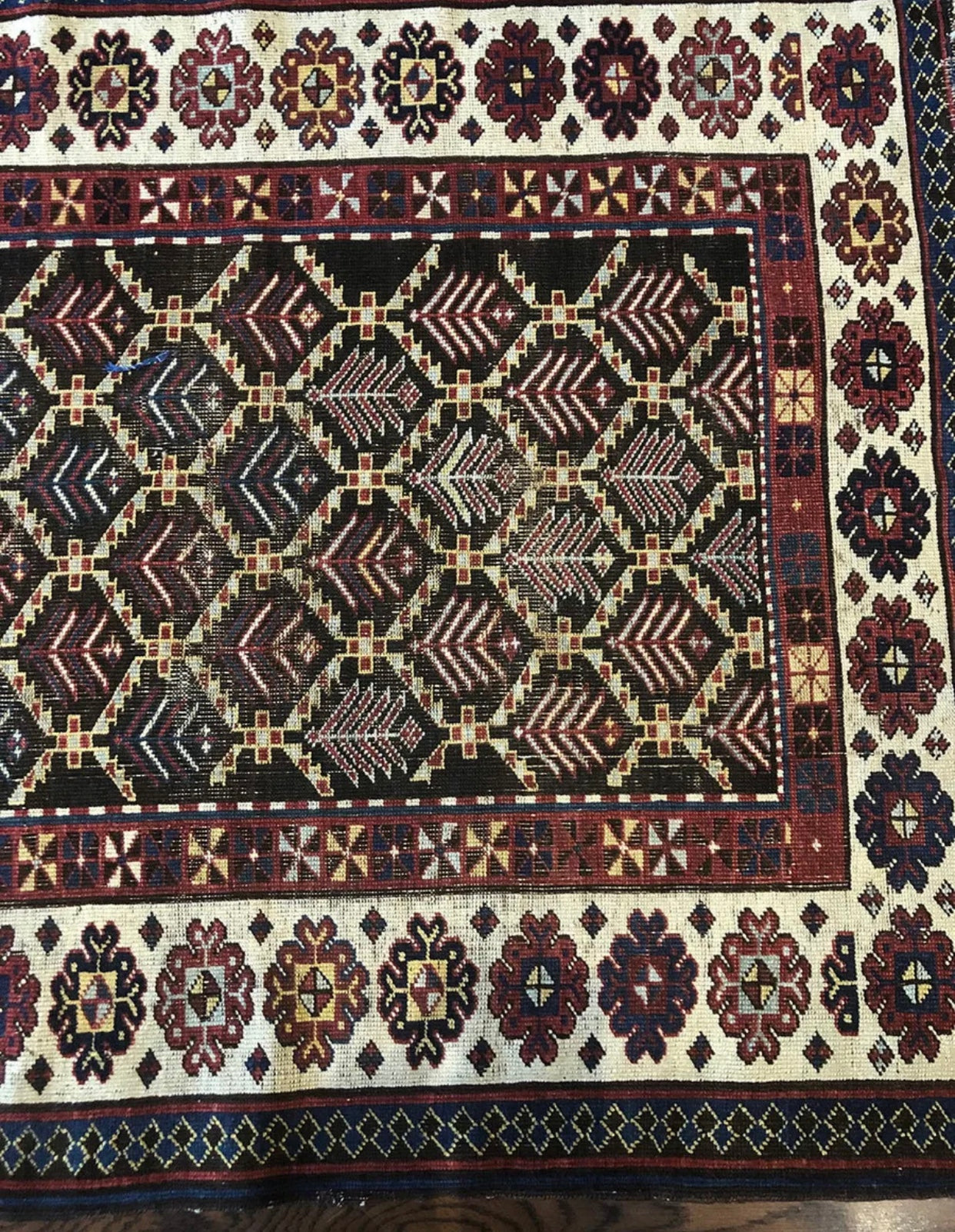 An Antique 14’ Long Worn Out Caucasian Gallway Runner Rug