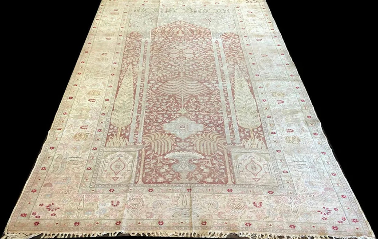 An Antique 100% Silk 6’ x 9’Turkish Keyseri rug