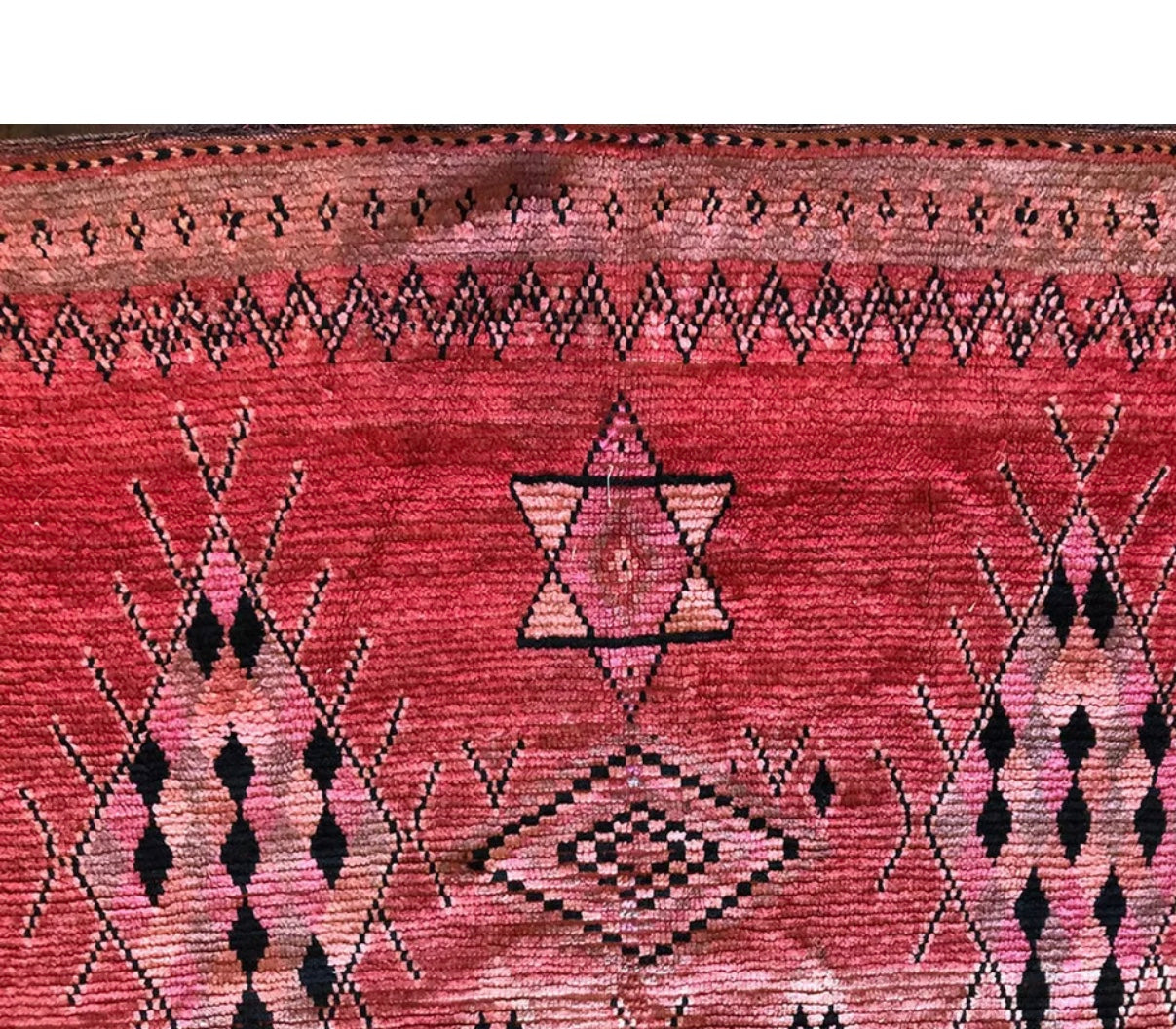 An Unusual 5’x12’ Antique Moroccan Rug With Star Of David