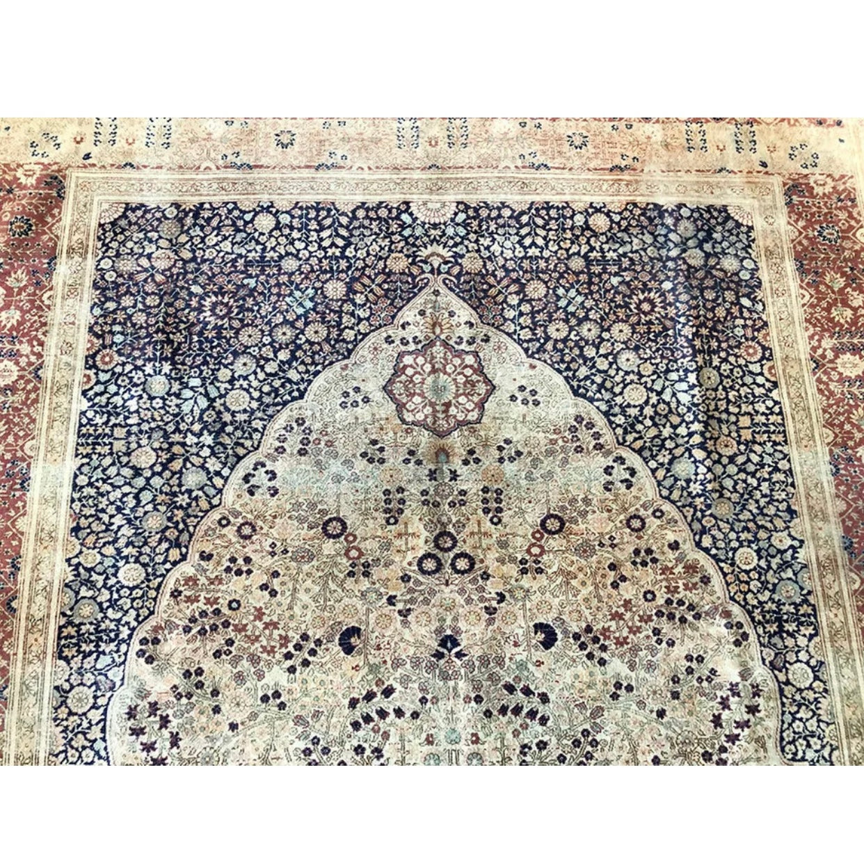 Antique Unusual Directional 7’x10’ Persian Tabriz Rug Haji Halili Style
