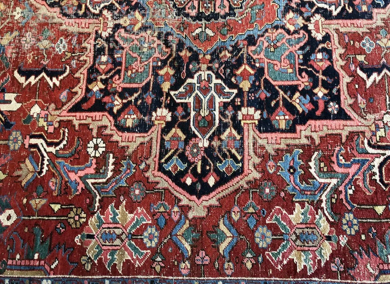 An Antique Decorative Persian Heriz  Rug Circa 1910