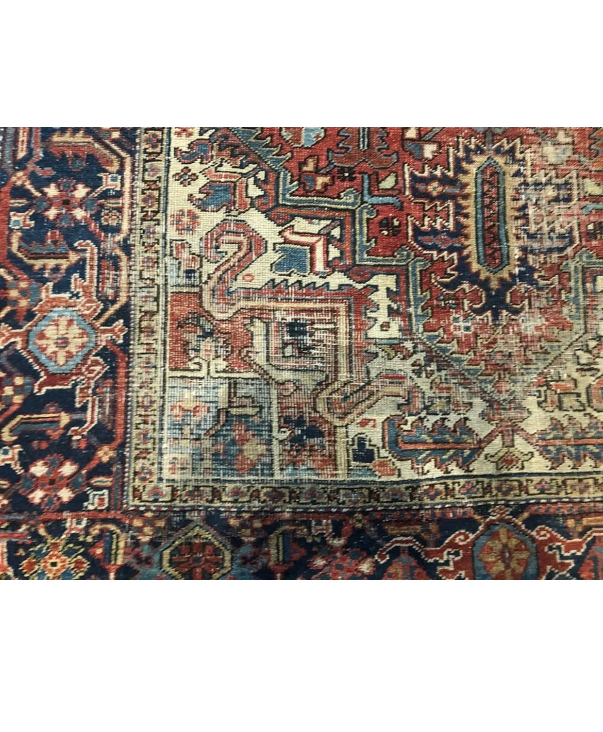 An Antique Rare 6’x9’ Worn Out Persian Heriz Rug