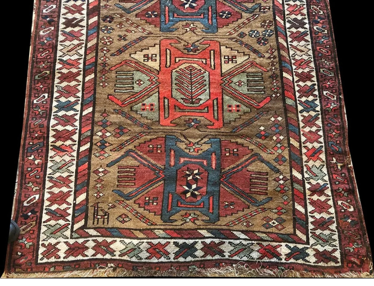 An Antique Caucasian Karabagh Hallway Runner Rug