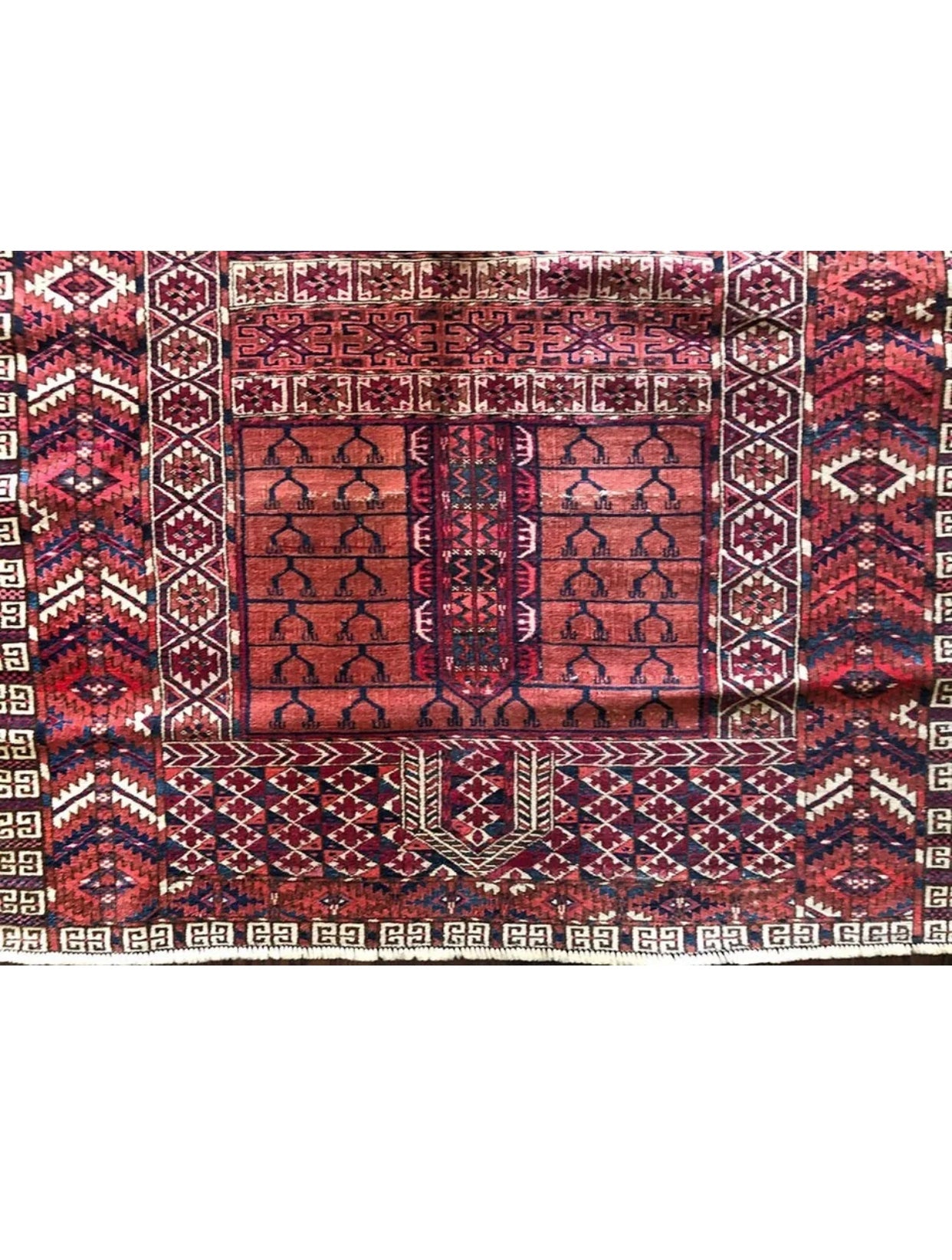 An Antique Tribal Turkoman Hatchli/Enci Rug