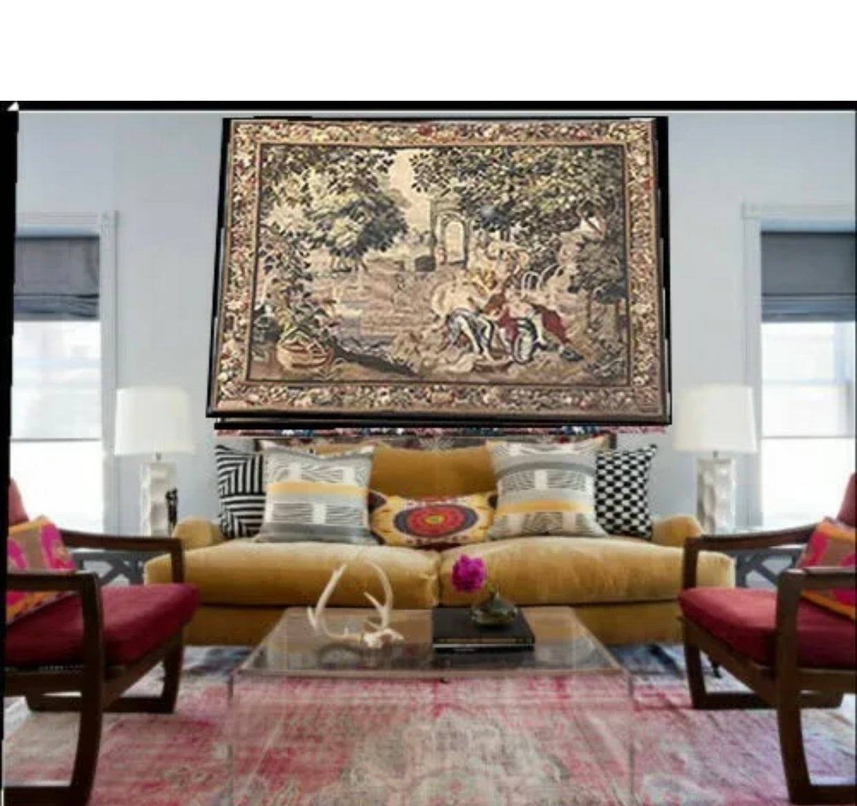 Antique 19th Century Silk & Wool French Tapestry