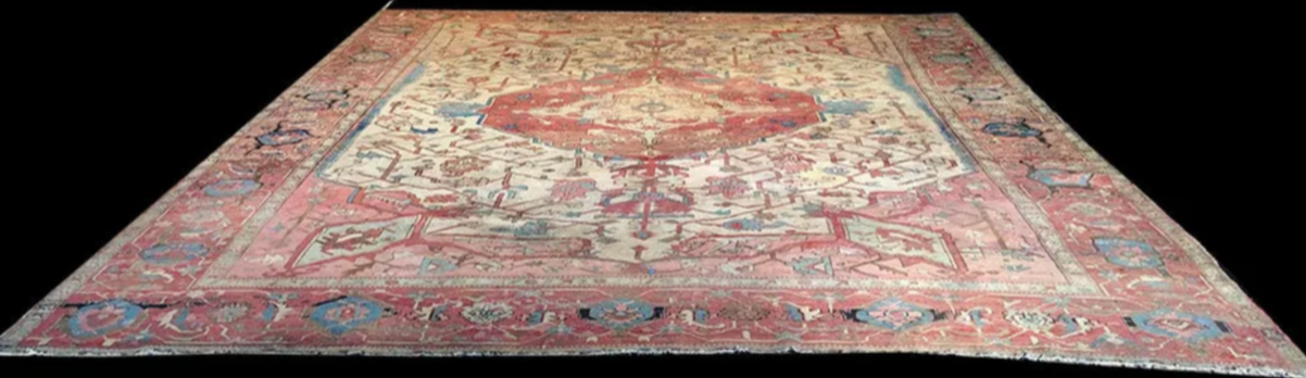 A 19th Century 12’x14’ Worn Out Look Persian Serapi Rug