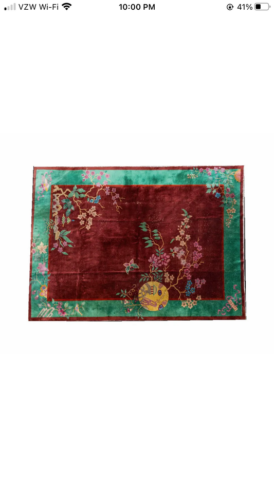 An Antique Art Deco Chinese Rug Circa 1920