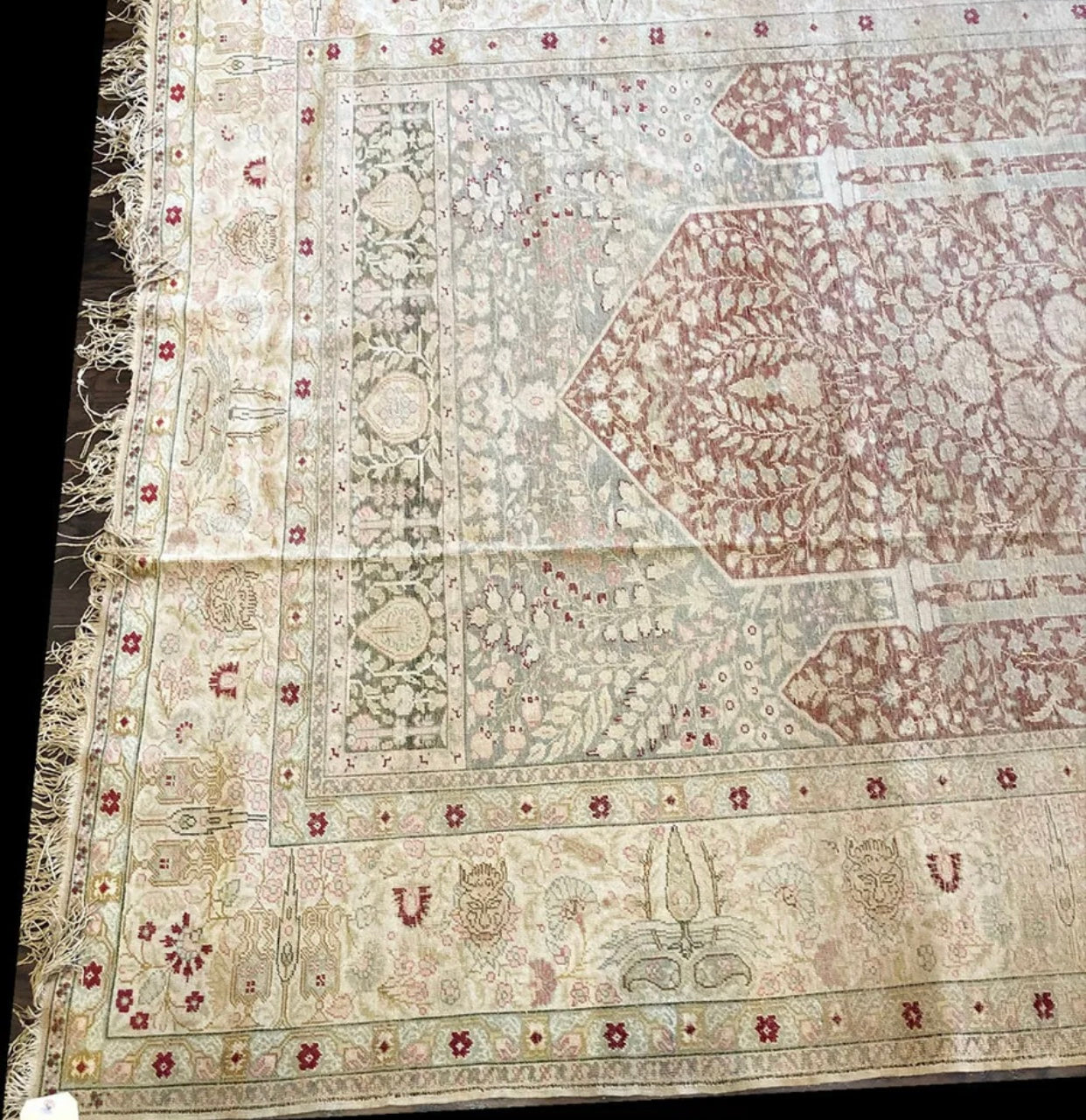 An Antique 100% Silk 6’ x 9’Turkish Keyseri rug