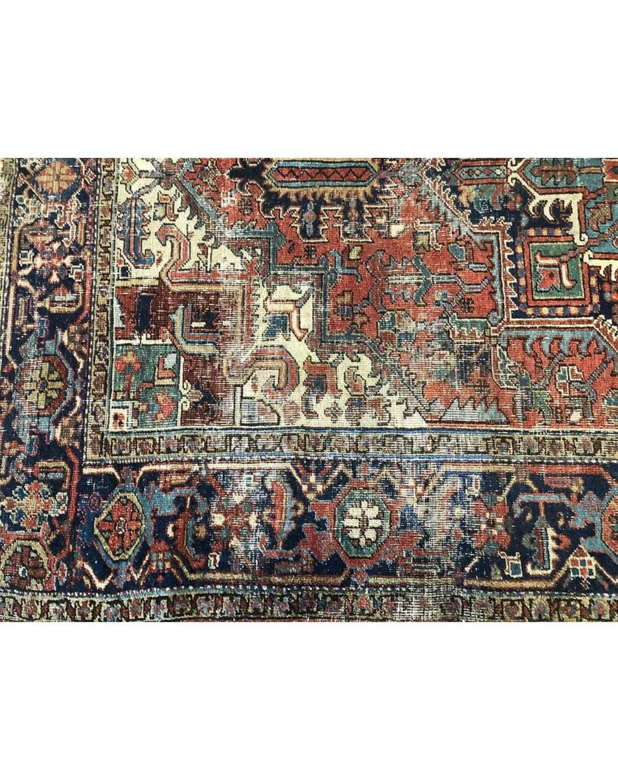 An Antique Rare 6’x9’ Worn Out Persian Heriz Rug