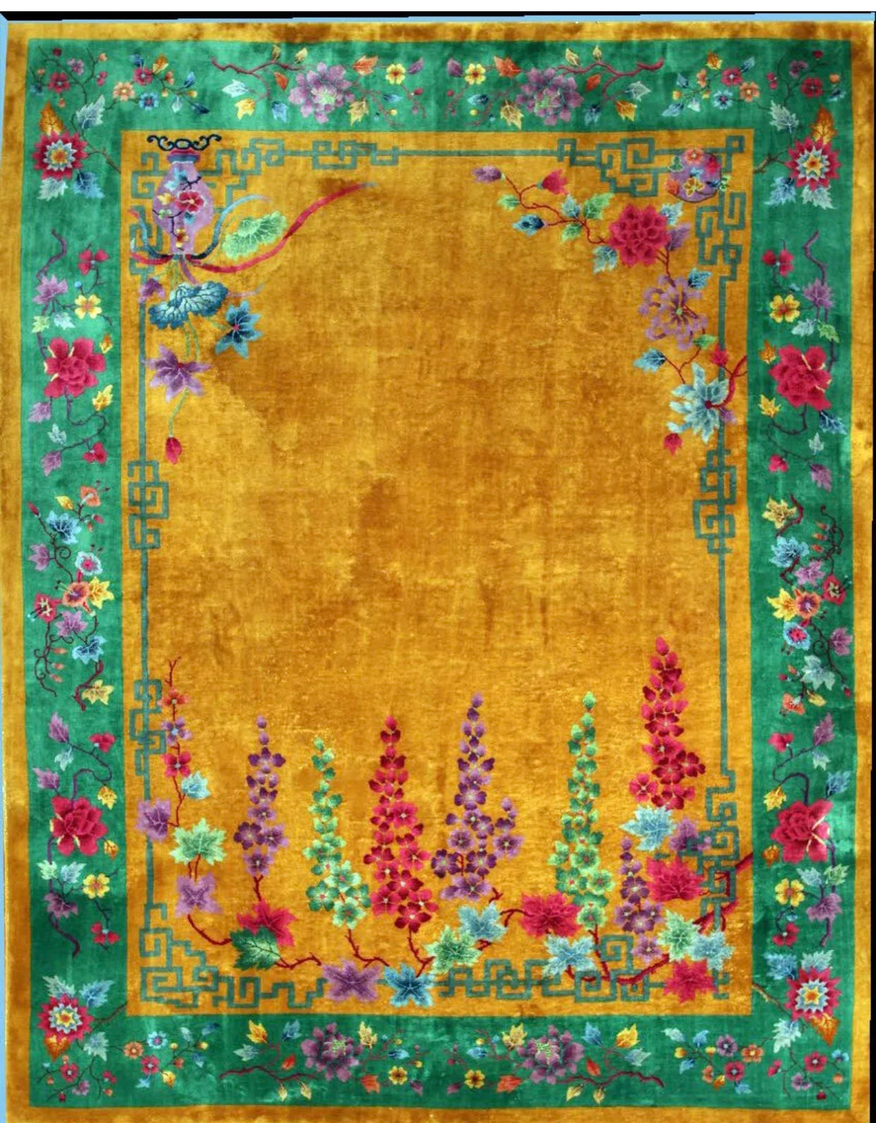 A Breathtaking Antique Gold Ground Art Deco Chinese Rug