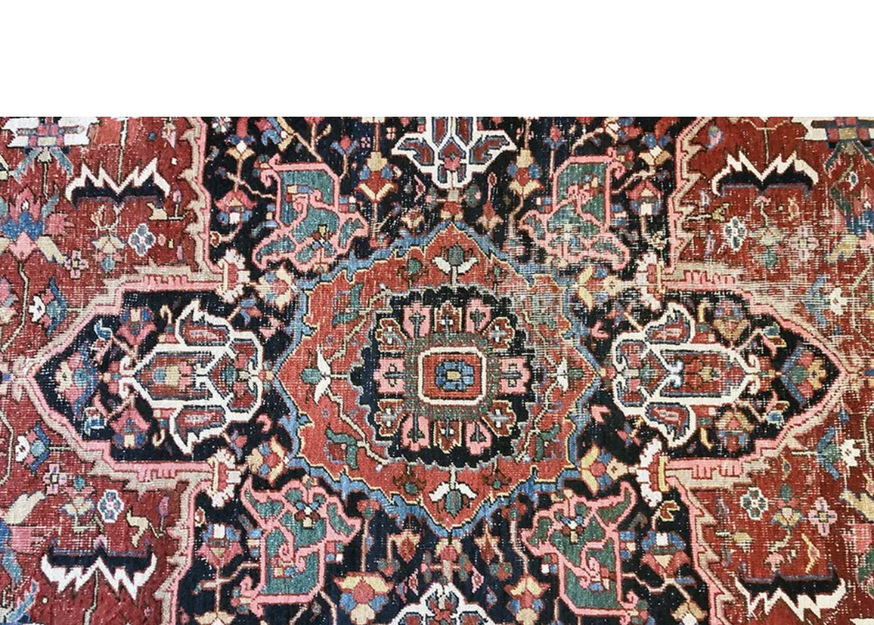 An Antique Decorative Persian Heriz  Rug Circa 1910