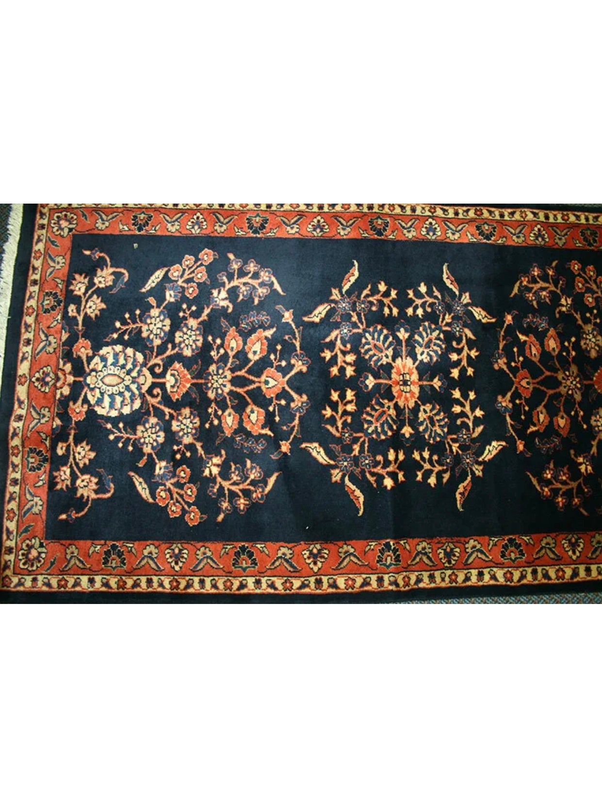 A Vintage 29’ Long Persian Sarouk Hallway Runner Rug