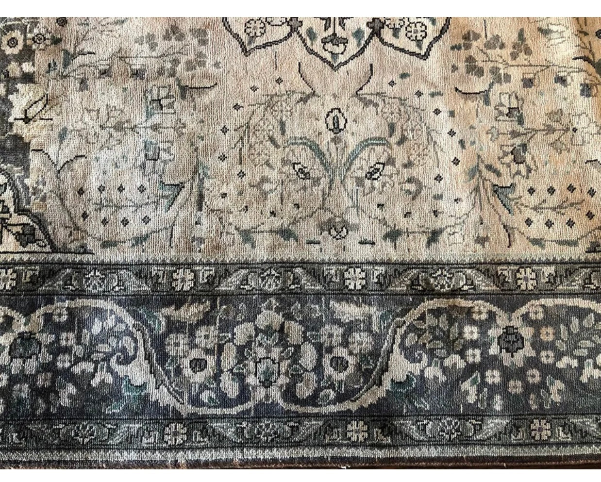 Antique Washed Out Persian Tabriz Rug