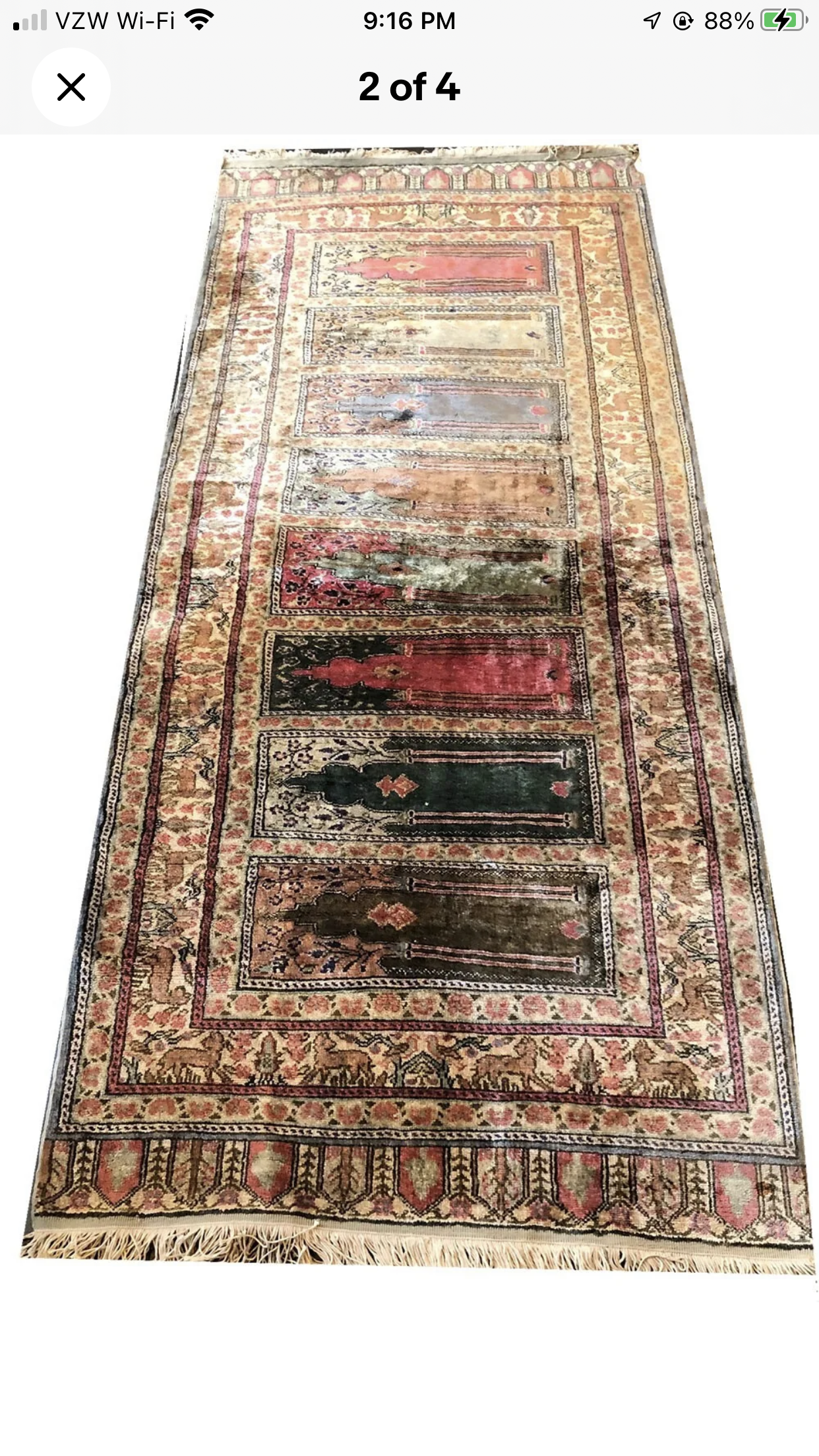 A Vintage 100% Silk Turkish Saph Rug