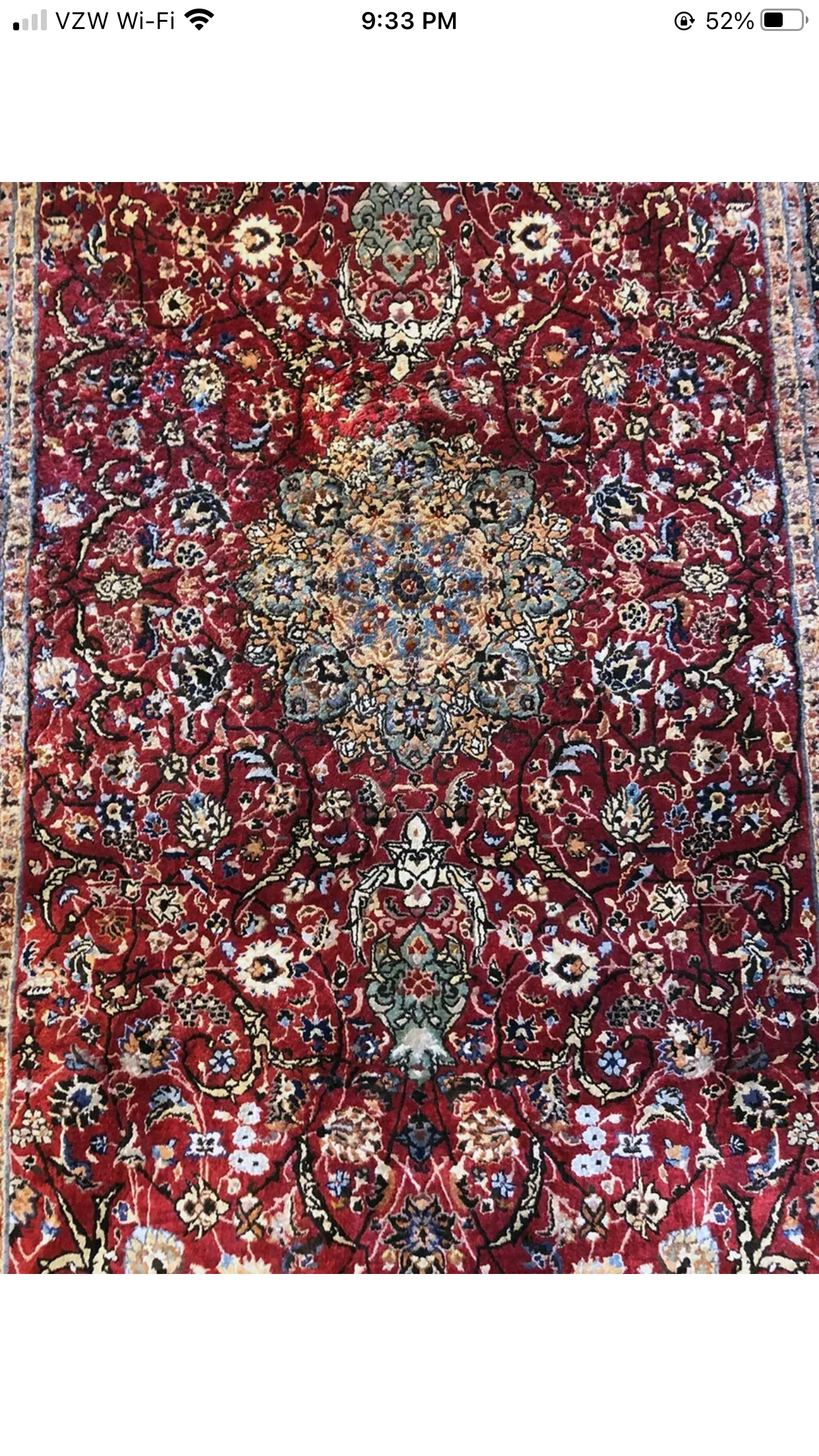 A Vintage 400 KPSI 100% Silk Turkish Area Rug