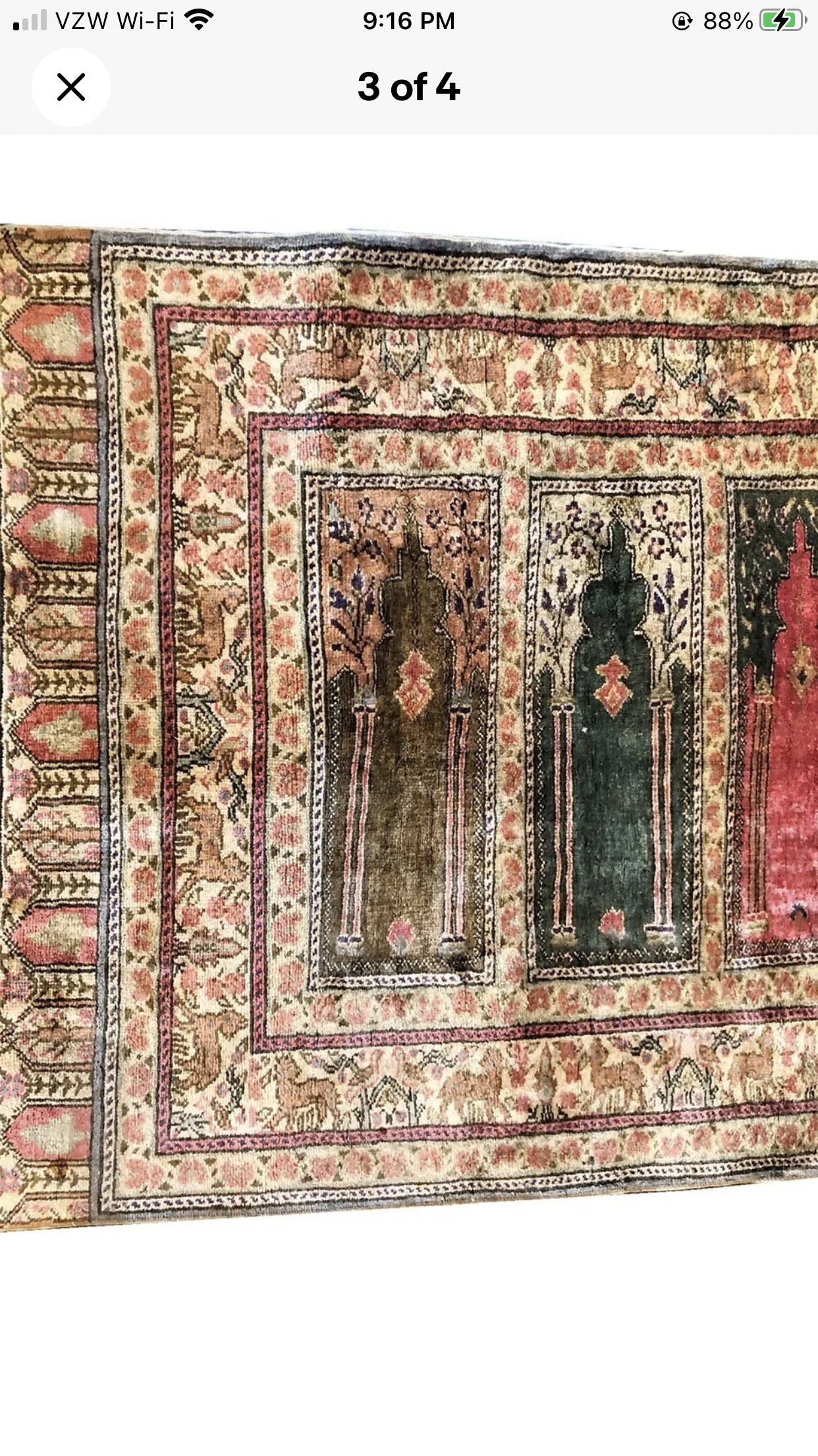 A Vintage 100% Silk Turkish Saph Rug