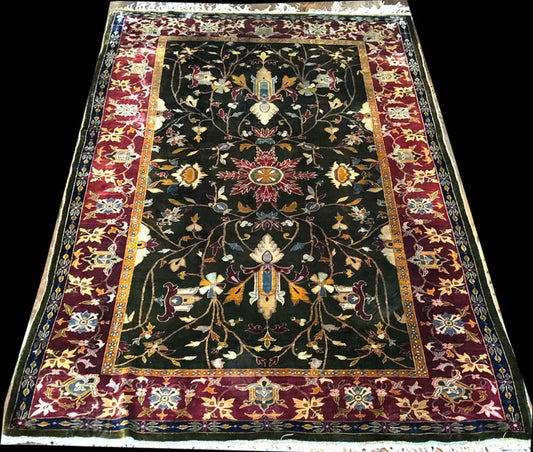 A Collectible Museum Quality Antique 100% Silk Mughal Area Rug