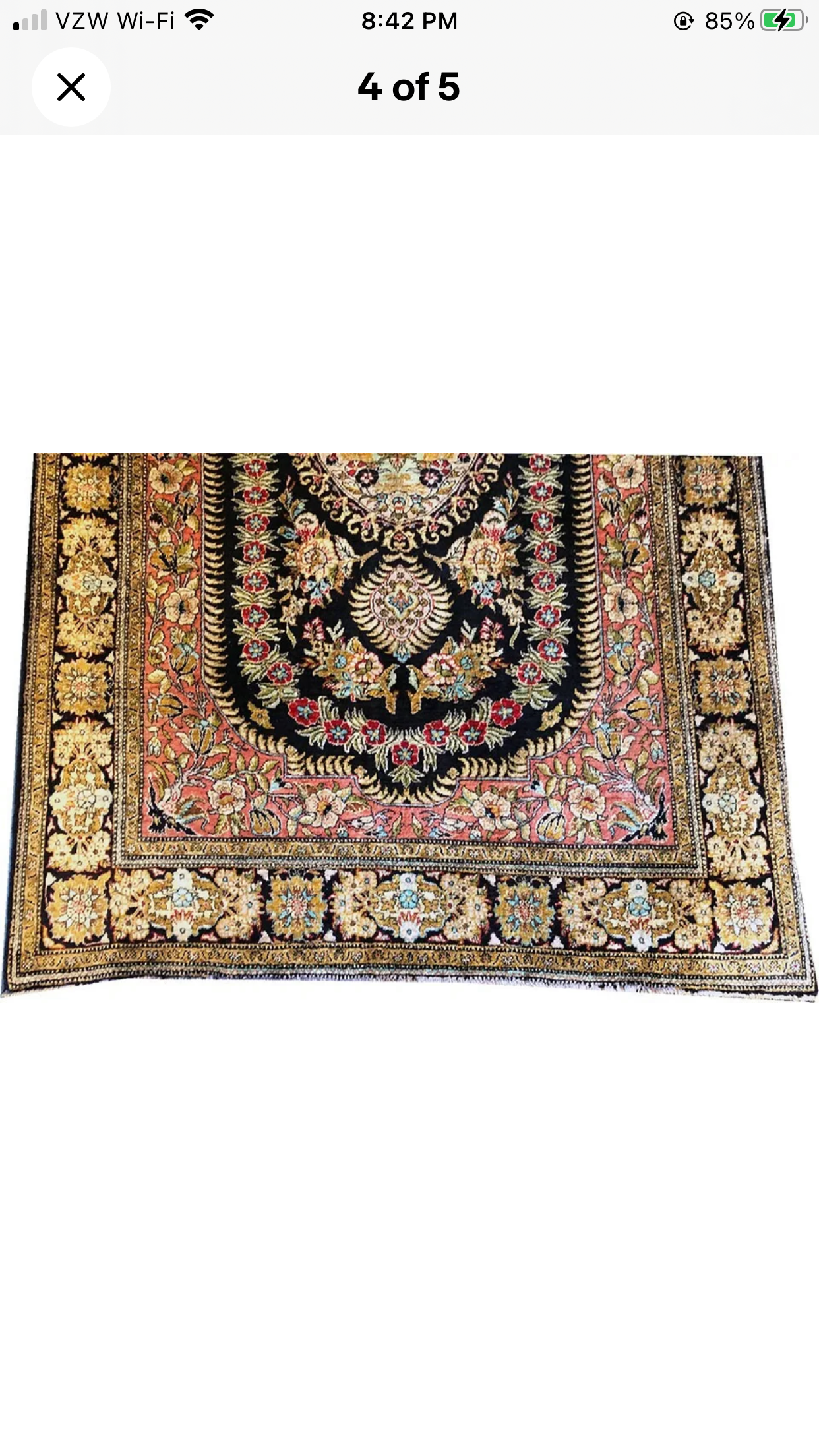 A Vintage 400KPSI 100% Silk Persian Qum Rug