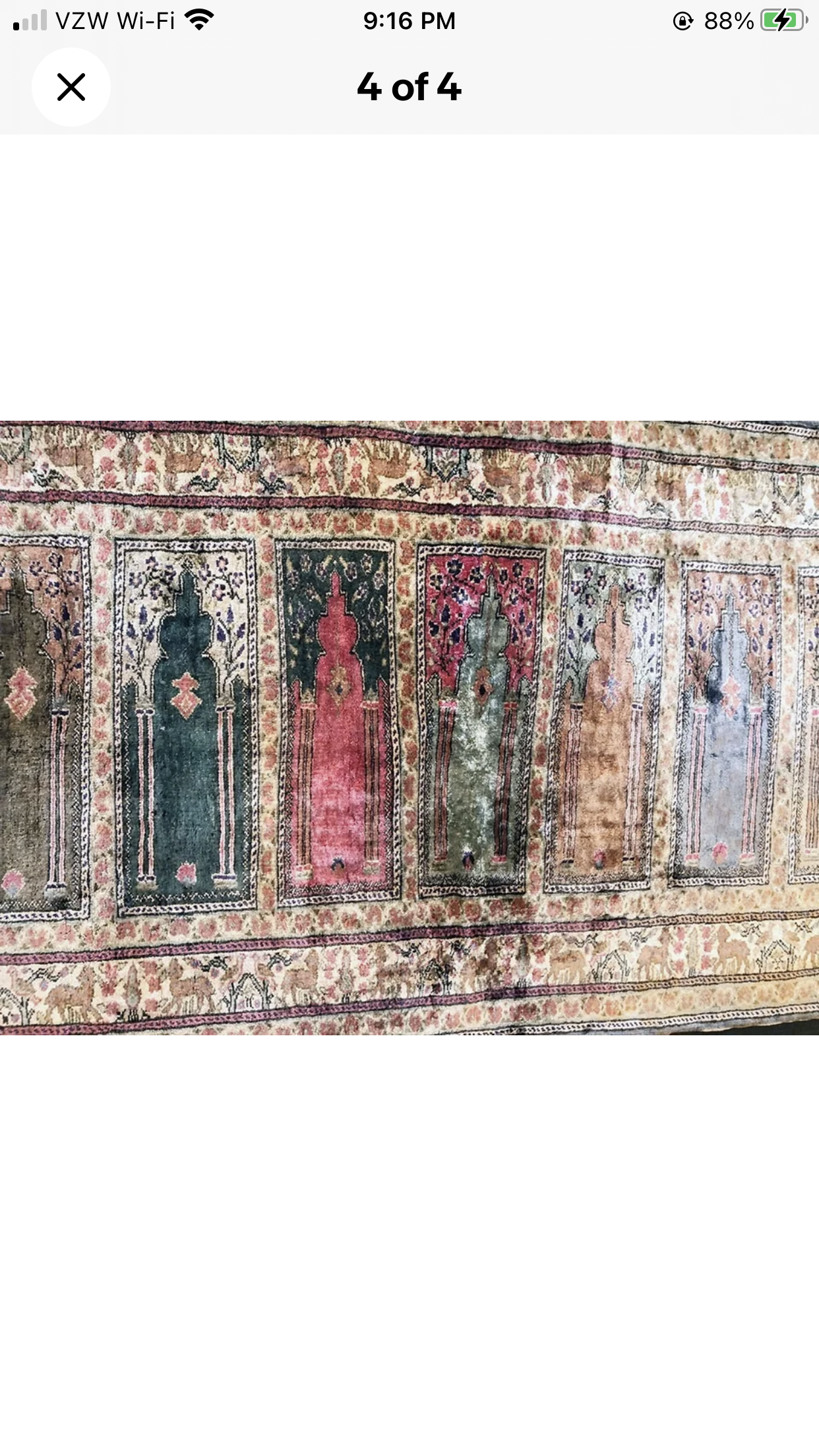 A Vintage 100% Silk Turkish Saph Rug