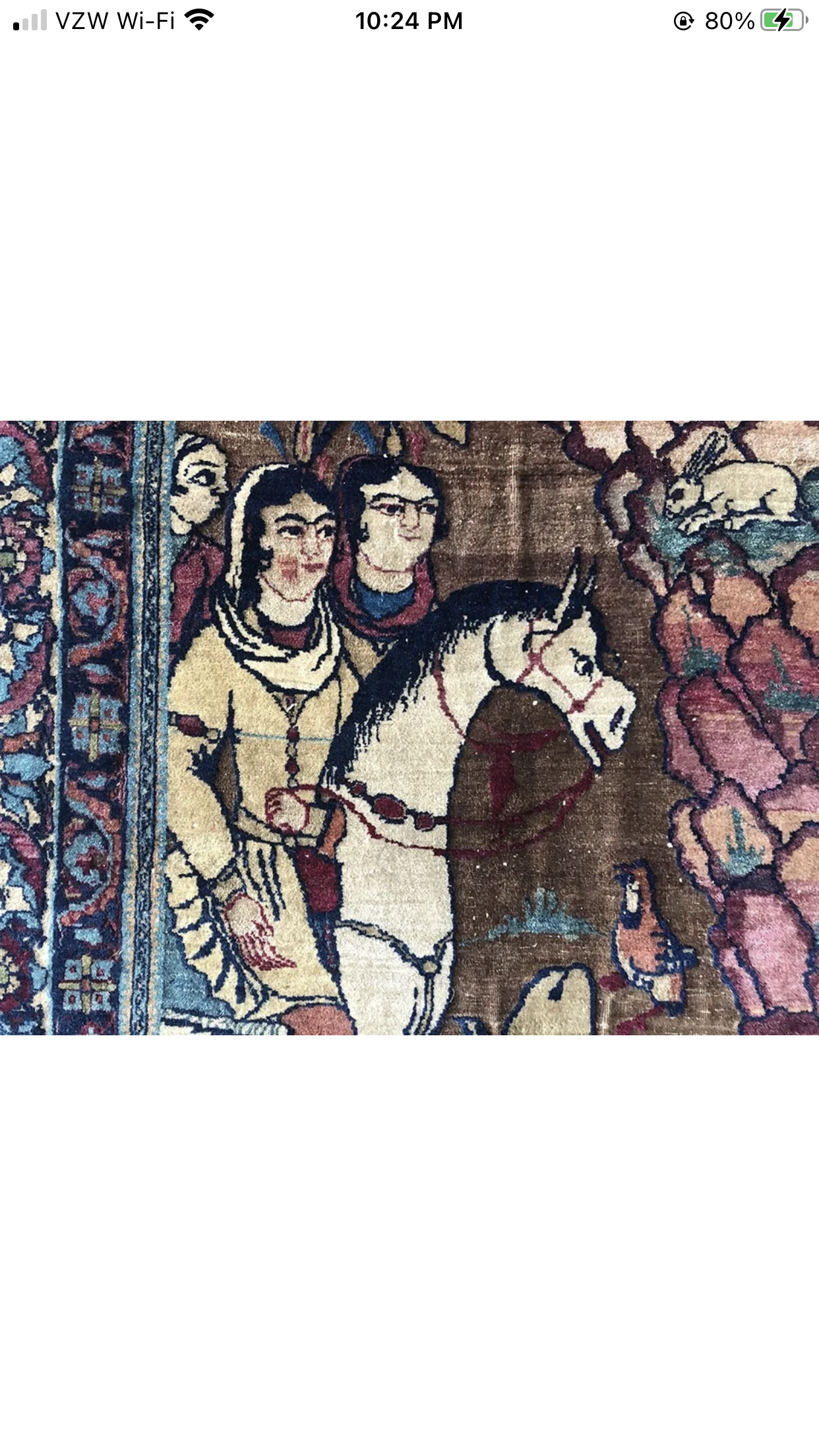 Antique Pictorial Shirin & Farhad Story Persian Lavar Kerman Rug