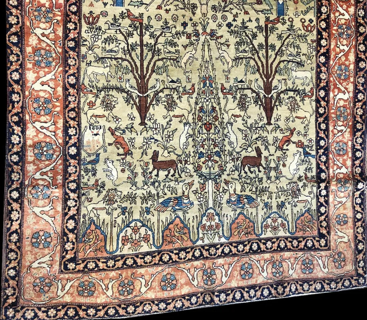 An Antique Rare Persian Pictorisl Ferahan Sarouk Rug “Queen Boran”