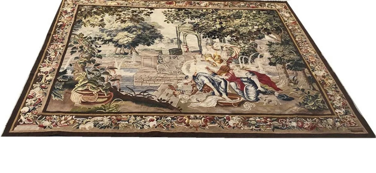 Antique 19th Century Silk & Wool French Tapestry