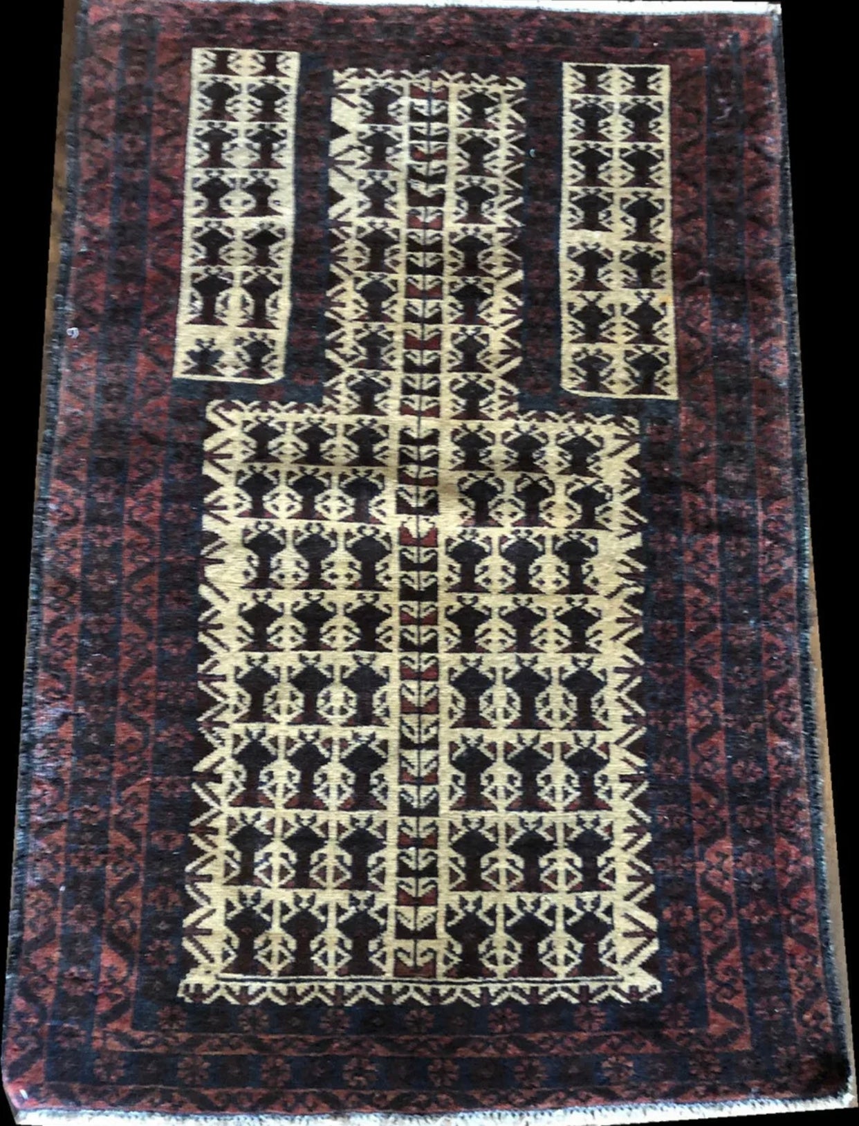 A  Vintage Tribal Prayer Baluch Rug