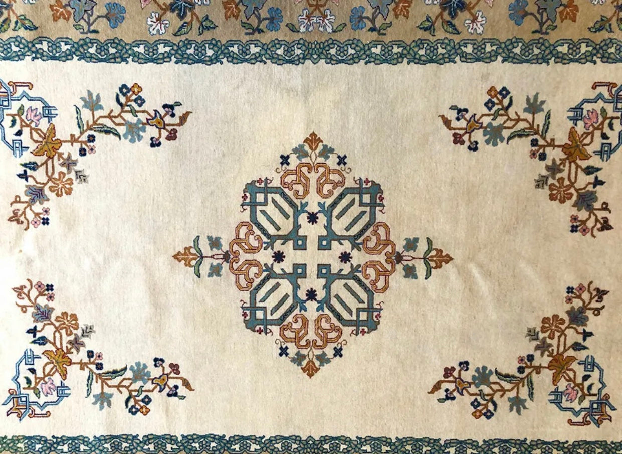 An Unusual  Vintage Persian Kashan Area Rug