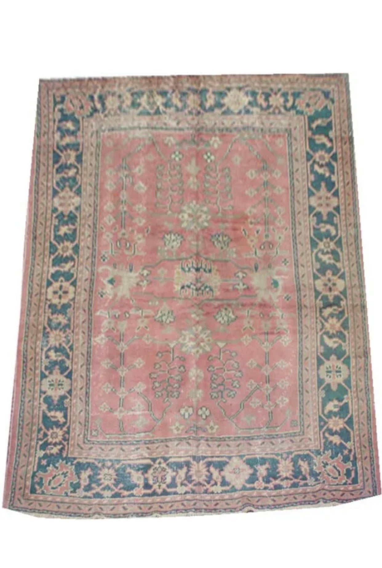 An Antique Worn Out Turkish Oushak Area Rug