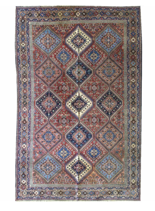 A Vintage Primitive & Tribal Panel Design Persian Yalameh Rug