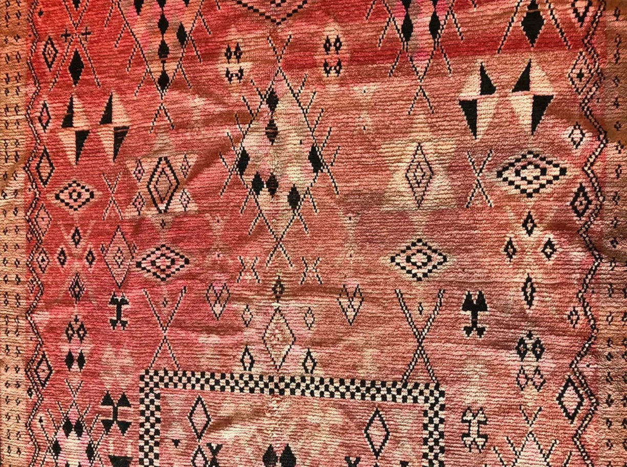 An Unusual 5’x12’ Antique Moroccan Rug With Star Of David