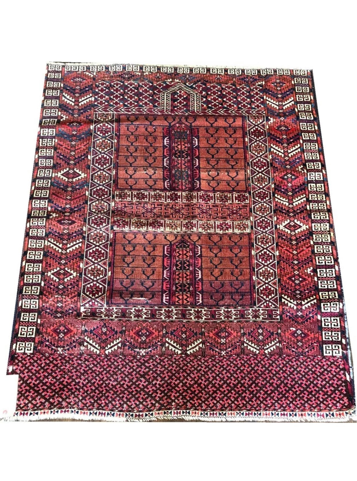 An Antique Tribal Turkoman Hatchli/Enci Rug