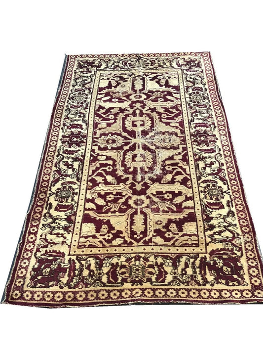 An Antique Worn Out Distressed Look Indian Agra Rug